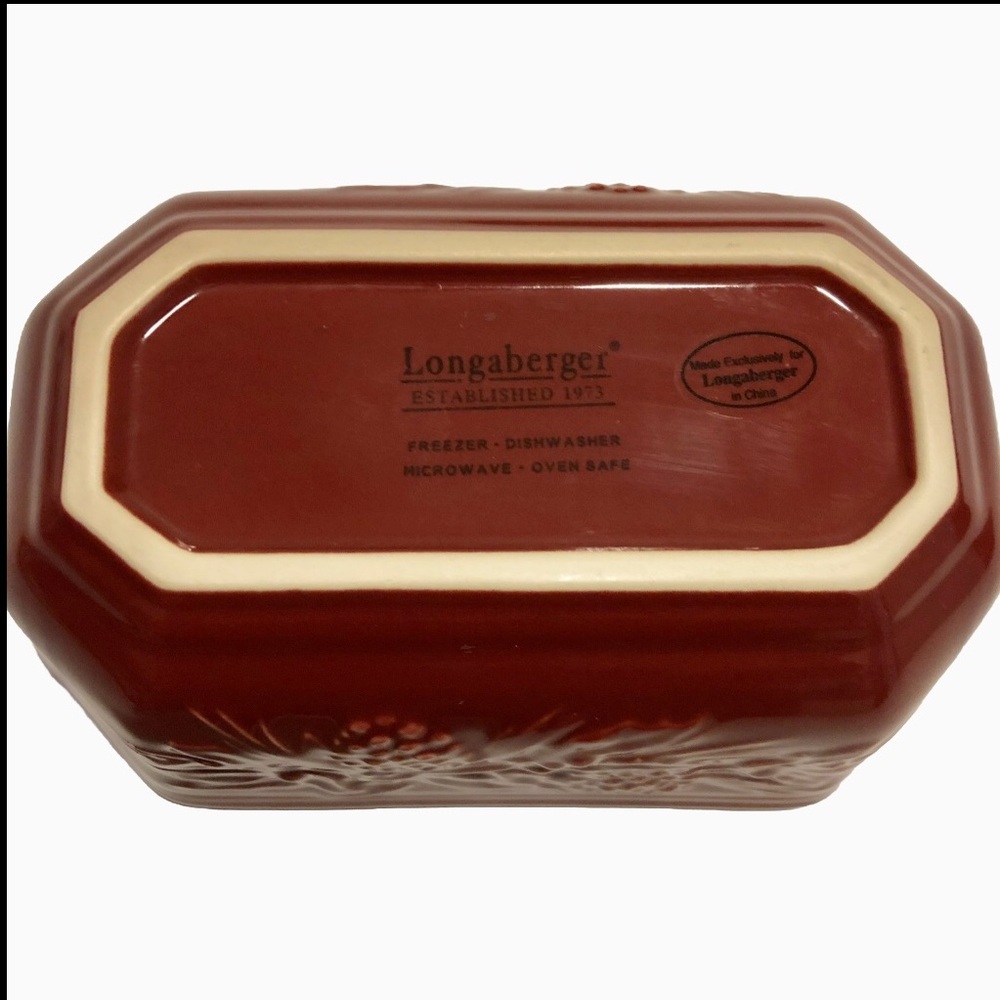 Longaberger Nature's Garland Embossed pottery stoneware Side Dish - Paprika - Picture 5 of 10